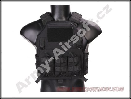 Taktická vesta 420 s nosičem plátů a třemi sumkami (Black) - EMERSON  Airsoft
