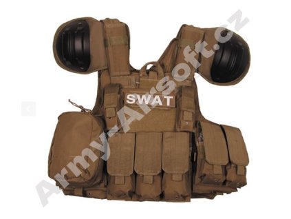 Vesta taktická s odhozem COMBAT COYOTE TAN - MFH  Airsoft