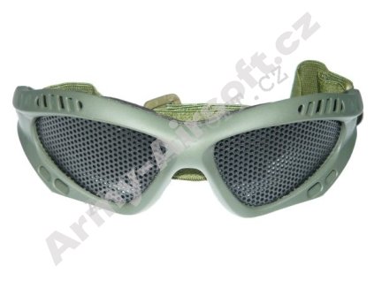 Taktické brýle s mřížkou zelené - ACM  airsoft