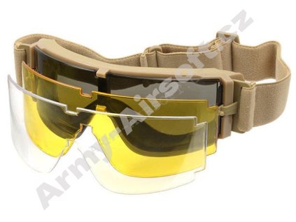 Brýle GX-1000 Anti-Fog 3 skla Tan - ACM  airsoft