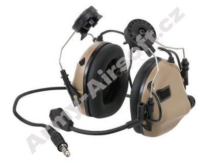 Ochranná sluchátka s mikrofonem na přilbu M32H TAN - Earmor  Army shop