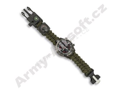Hodinky PARACORD SURVIVAL multifunkční GREEN - Barbaric  Army shop