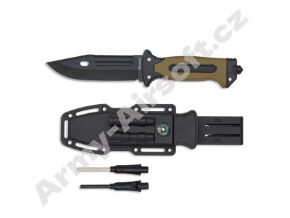 Nůž 32664 s pouzdrem a survival vybavením COYOTE - Albainox  Army shop