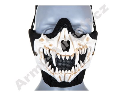 Taktická maska obličeje Glory s bílými 3D tesáky (UPGRADE) - černá  Airsoft