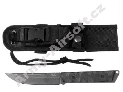 Nůž "Fighter" - černý, s gripem z G10 a pochvou