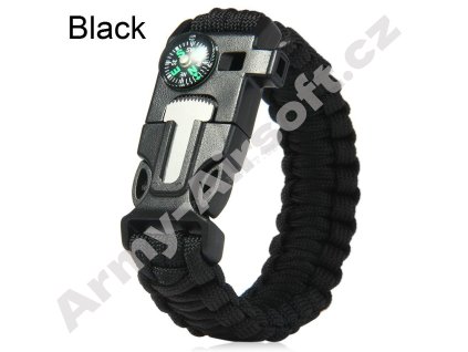 Náramek Paracord s kompasem, křesadlem, nožem a píšťalkou  airsoft