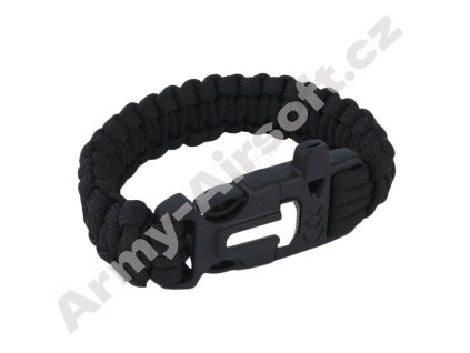 Náramek Paracord s křesadlem, nožem a píšťalkou  airsoft