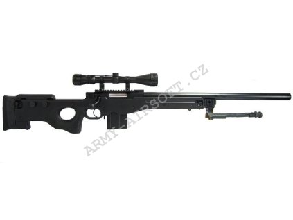 Airsoft Sniper L96 AWP(S) MA4401D Černá + optika a dvojnožka - WELL  Airsoft