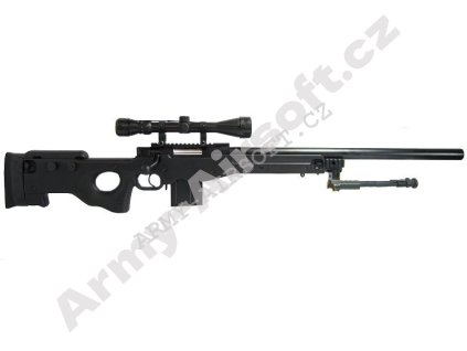 Airsoft Sniper L96 AWP(S) MA4401D Černá + optika a dvojnožka - WELL  Airsoft