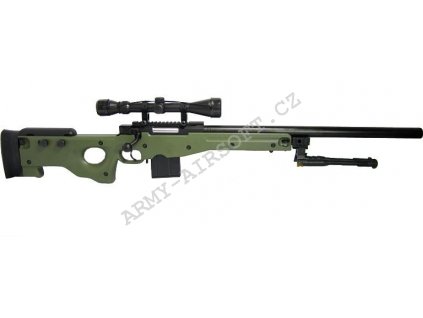 Airsoft Sniper L96 AWP(S) MA4401D Olivová + optika a dvojnožka - WELL  Airsoft