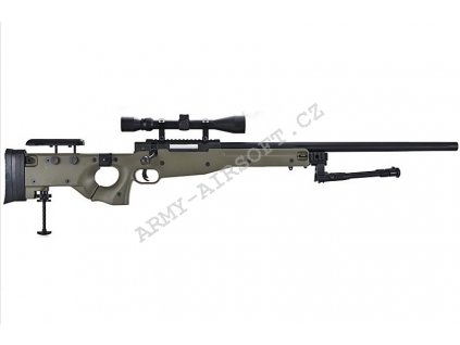Airsoft Sniper L96D AW .338  (MB-08D) OD + optika + dvojnožka - Well  Airsoft