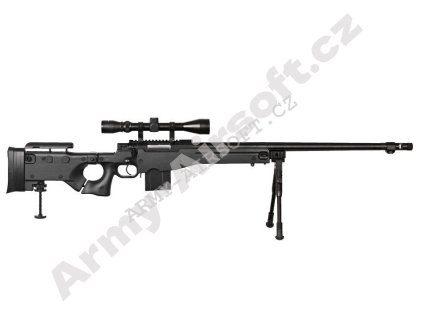 Airsoft Sniper MB4403D + optika a dvojnožka - černá - WELL  Airsoft