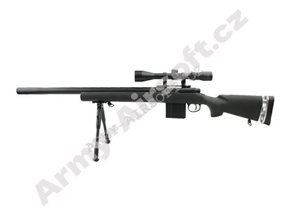 Airsoft Sniper MB4404D + optika a dvojnožka - černá - WELL  Airsoft