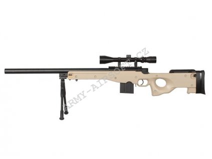 Airsoft Sniper L96 AWS MB4401D + optika a dvojnožka - písková - WELL  Airsoft