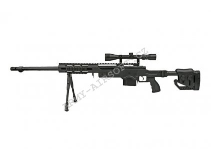 Airsoft Sniper MB4411D + optika a dvojnožka - černá - WELL  Airsoft