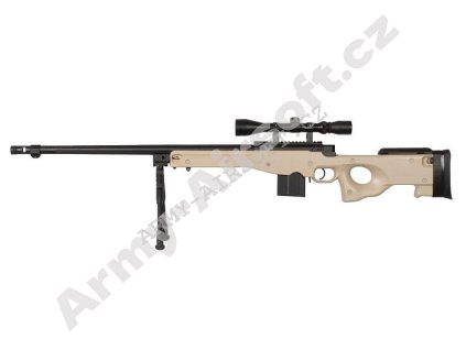 Airsoft Sniper L96 AWS MB4402D + optika a dvojnožka - písková - WELL  Airsoft