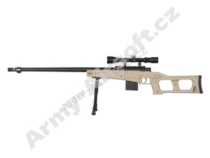 Airsoft sniper MB4409D + optika a dvojnožka - písková - WELL  Airsoft