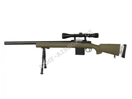 Airsoft sniper MB4405D + optika a dvojnožka - písková - WELL  Airsoft