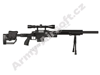 Airsoft Sniper MB4410D + optika a dvojnožka - černá - WELL  Airsoft