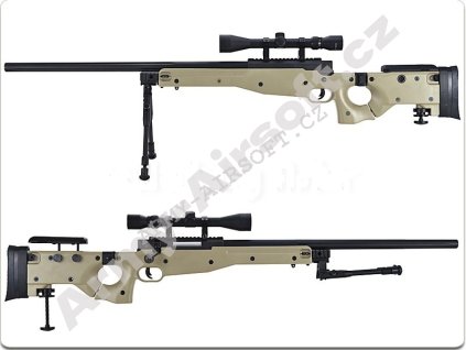 L96D AW .338 Sniper (MB08D TAN) + optika a dvojnožka  Airsoft