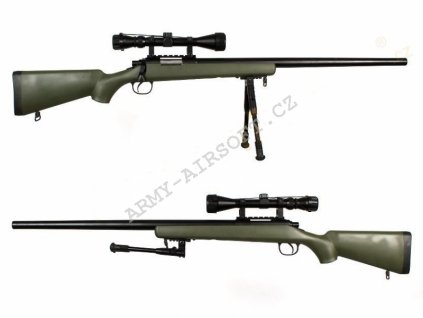 MB03D Sniper + optika a dvojnožka, olivová  Airsoft