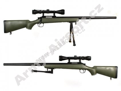 MB03D Sniper + optika a dvojnožka, olivová  Airsoft