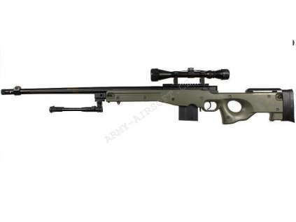 Airsoft sniper L96 AWS MB4402D (UPGRADE) + puškohled a dvojnožka - olivová  Airsoft