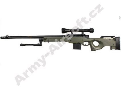 Airsoft sniper L96 AWS MB4402D (UPGRADE) + puškohled a dvojnožka - olivová  Airsoft