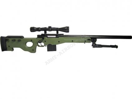 Airsoft sniper L96 AWS MB4401D (UPGRADE) + puškohled a dvojnožka - olivová  Airsoft