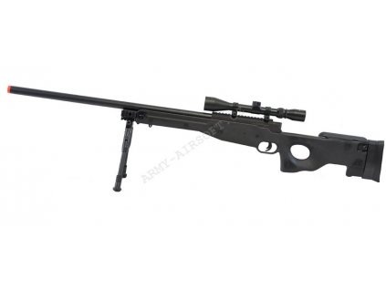 Airsoft sniper L96 (MB15DGE UPGRADE) Black + puškohled + dvojnožka - WELL  Airsoft