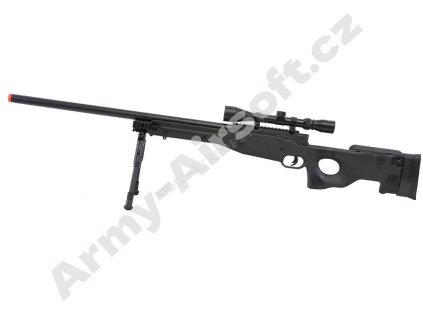 Airsoft sniper L96 (MB15DGE UPGRADE) Black + puškohled + dvojnožka - WELL  Airsoft