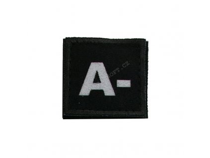 Nášivka krevní skupina A- (NEG) černá - ACM  Army shop
