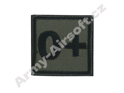 Nášivka krevní skupina 0+ (POS) oliv - ACM  Army shop