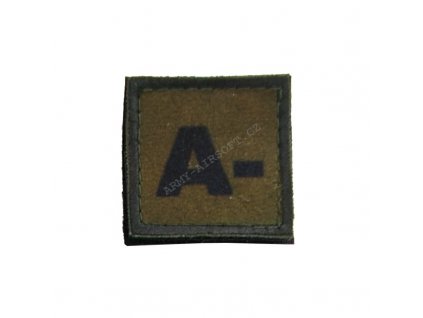 Nášivka krevní skupina A- (NEG) oliv - ACM  Army shop