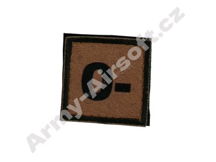 Nášivka krevní skupina 0- (NEG) coyote - ACM  Army shop