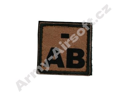 Nášivka krevní skupina AB- (NEG) coyote - ACM  Army shop