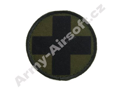 Nášivka kruhová černý kříž zelený podklad  Army shop