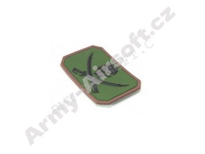 Nášivka 3D "Pirateskull" Zelená/černá - Emerson  Army shop