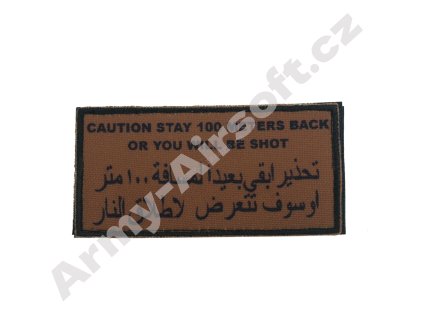 Nášivka Caution 100 meters back  Army shop