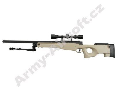 Zapůjčení zbraně Airsoft Sniper L96 (MB-01C) TAN + optika + dvojnožka - Well  Airsoft