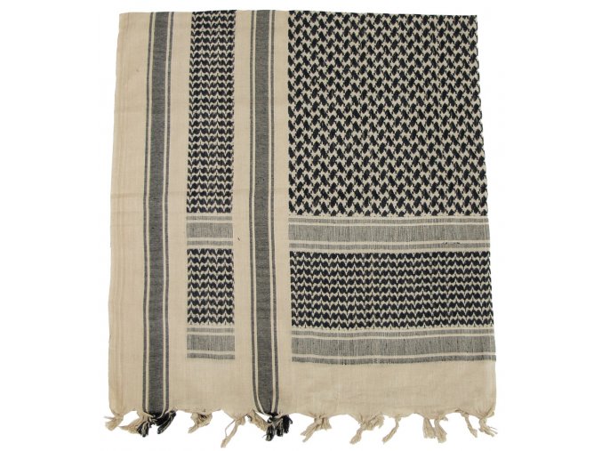 Arabský šátek s třásněmi (palestina, arafat) béžovo-černý 115x110cm