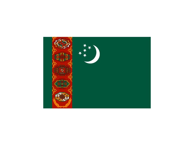 Vlajka Turkmenistán o velikosti 90 x 150 cm