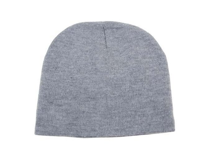 Pletená čepice BEANIE šedá jemně pletená Acryl krátká