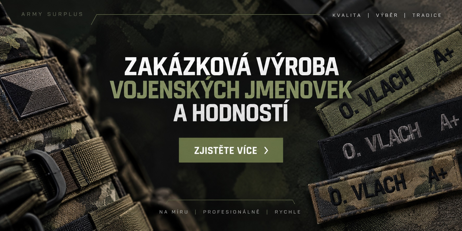 Zakázková výroba vojenských jmenovek a hodností