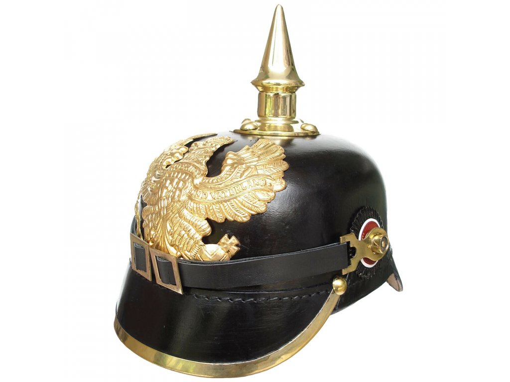 Německá kožená Pruská helma (přilba) důstojníka Pickelhaube Repro -  ARMY-SURPLUS