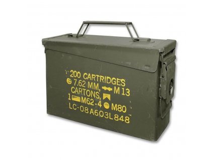 Bedna muniční plechová úzká schránka cal. 30 M19A1 originál použitá