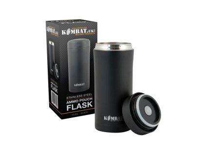 Termoska černá z nerezové oceli s úložným prostorem ve víku Kombat 330ml