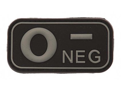Označení krevní skupiny 0 - negative 3D PVC černá
