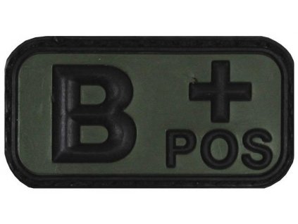 Nášivka označení krevní skupiny B+ positive zelená 3D PVC MFH® OD Green