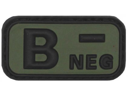 Označení krevní skupiny B- negative 3D PVC oliv MFH